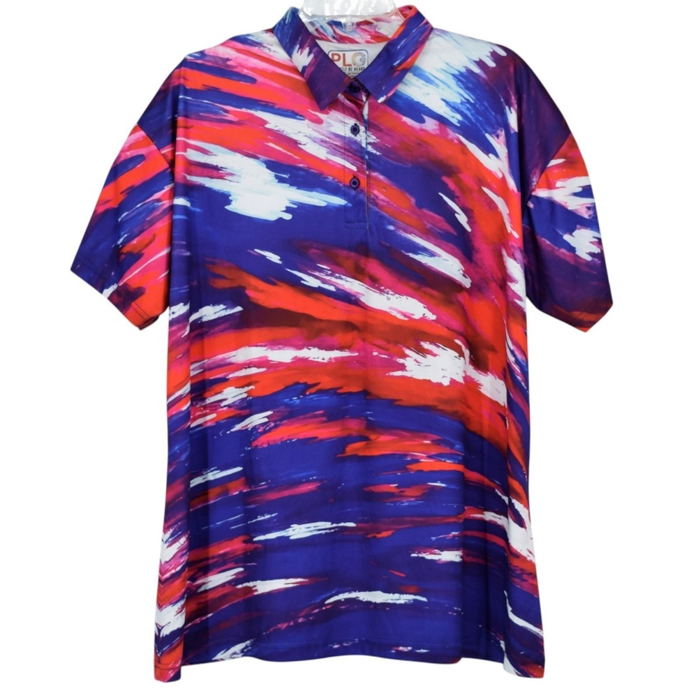 Play Loud Golf Polo Shirt Womens 3XL Graphic Abstract Colorful Short Sleeve
